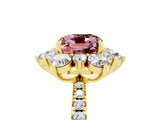 Yellow gold Cushion Cut Cut Diamond Floral Halo Pave Band with Prong Setting_5