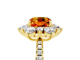 Yellow gold Cushion Cut Cut Diamond Floral Halo Pave Band with Prong Setting_5