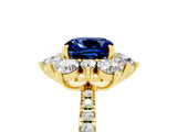 Yellow gold Cushion Cut Cut Diamond Floral Halo Pave Band with Prong Setting_5