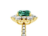 Yellow gold Cushion Cut Cut Diamond Floral Halo Pave Band with Prong Setting_5