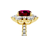 Yellow gold Cushion Cut Cut Diamond Floral Halo Pave Band with Prong Setting_5