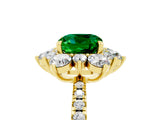 Yellow gold Cushion Cut Cut Diamond Floral Halo Pave Band with Prong Setting_5