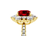Yellow gold Cushion Cut Cut Diamond Floral Halo Pave Band with Prong Setting_5