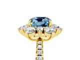 Yellow gold Cushion Cut Cut Diamond Floral Halo Pave Band with Prong Setting_5