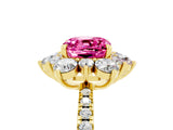 Yellow gold Cushion Cut Cut Diamond Floral Halo Pave Band with Prong Setting_5