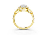 Yellow gold Cushion Cut Cut Diamond Halo Engagement Ring with Open Split Pavé Band_12