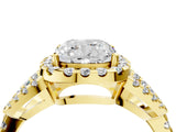 Yellow gold Cushion Cut Cut Diamond Halo Engagement Ring with Open Split Pavé Band_13