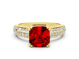 Yellow gold Cushion Cut Cut Diamond Milgrain Marquise Band with Prong Setting