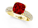 Yellow gold Cushion Cut Cut Diamond Milgrain Marquise Band with Prong Setting_1