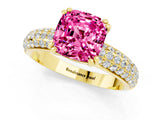 Yellow gold Cushion Cut Cut Diamond Milgrain Marquise Band with Prong Setting_1