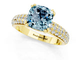 Yellow gold Cushion Cut Cut Diamond Milgrain Marquise Band with Prong Setting_1
