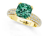 Yellow gold Cushion Cut Cut Diamond Milgrain Marquise Band with Prong Setting_1