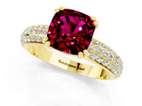 Yellow gold Cushion Cut Cut Diamond Milgrain Marquise Band with Prong Setting_1