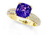 Yellow gold Cushion Cut Cut Diamond Milgrain Marquise Band with Prong Setting_1