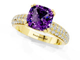 Yellow gold Cushion Cut Cut Diamond Milgrain Marquise Band with Prong Setting_1