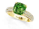 Yellow gold Cushion Cut Cut Diamond Milgrain Marquise Band with Prong Setting_1