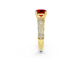 Yellow gold Cushion Cut Cut Diamond Milgrain Marquise Band with Prong Setting_2