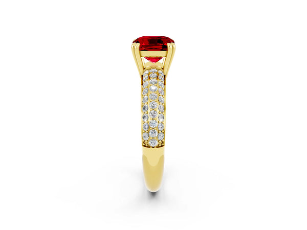 Yellow gold Cushion Cut Cut Diamond Milgrain Marquise Band with Prong Setting