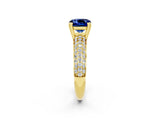 Yellow gold Cushion Cut Cut Diamond Milgrain Marquise Band with Prong Setting_2