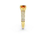 Yellow gold Cushion Cut Cut Diamond Milgrain Marquise Band with Prong Setting_2