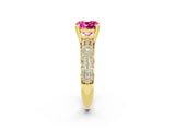 Yellow gold Cushion Cut Cut Diamond Milgrain Marquise Band with Prong Setting_2