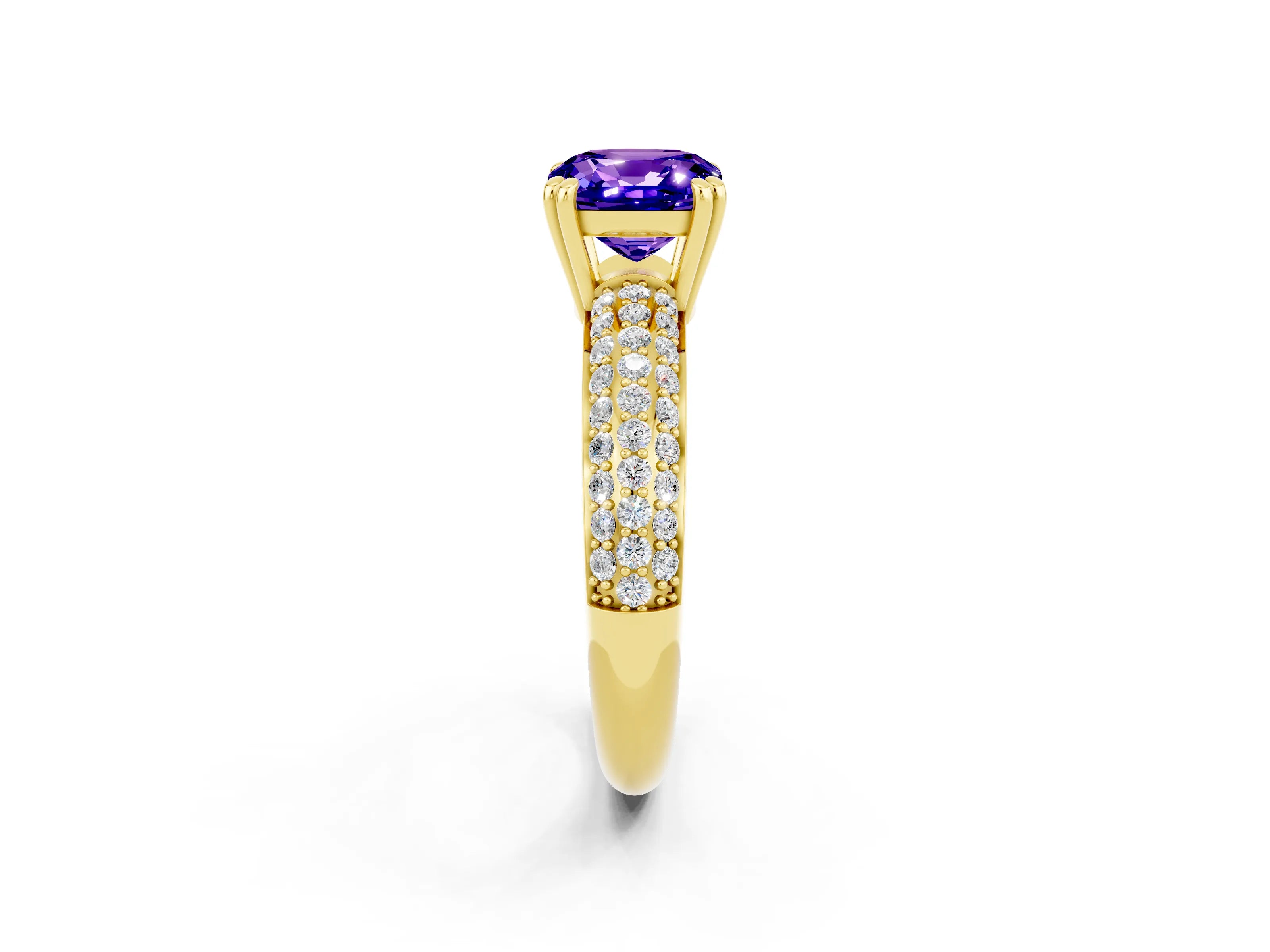Yellow gold Cushion Cut Cut Diamond Milgrain Marquise Band with Prong Setting_2
