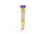 Yellow gold Cushion Cut Cut Diamond Milgrain Marquise Band with Prong Setting_2