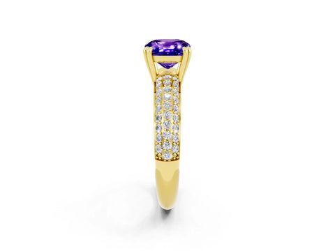 Yellow gold Cushion Cut Cut Diamond Milgrain Marquise Band with Prong Setting_2