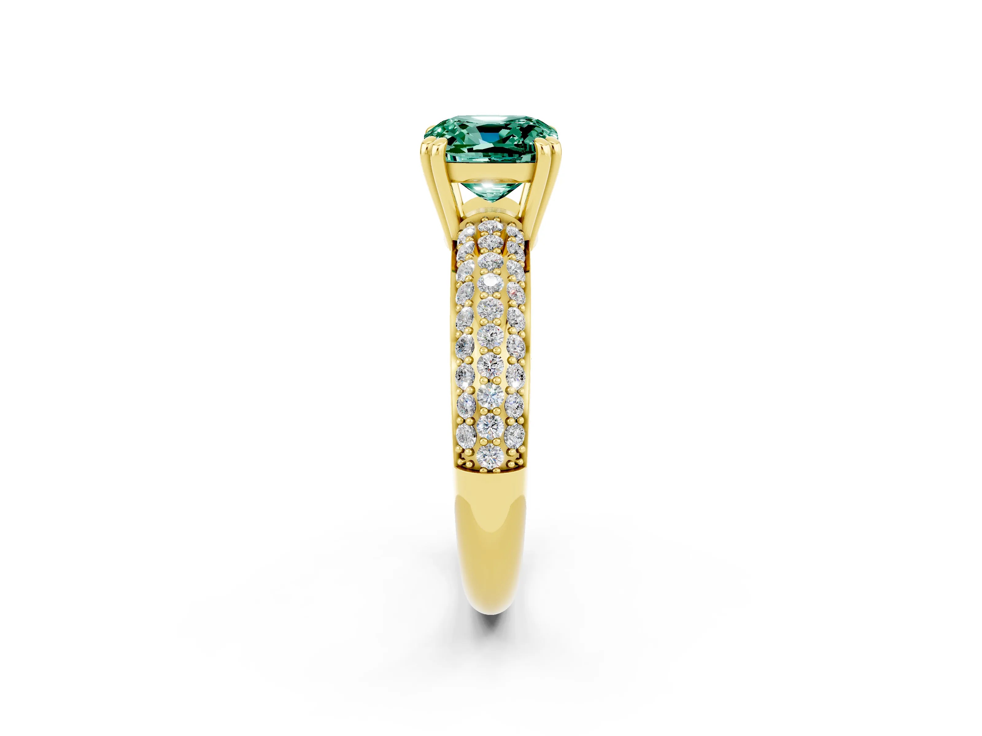 Yellow gold Cushion Cut Cut Diamond Milgrain Marquise Band with Prong Setting_2