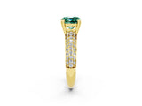 Yellow gold Cushion Cut Cut Diamond Milgrain Marquise Band with Prong Setting_2