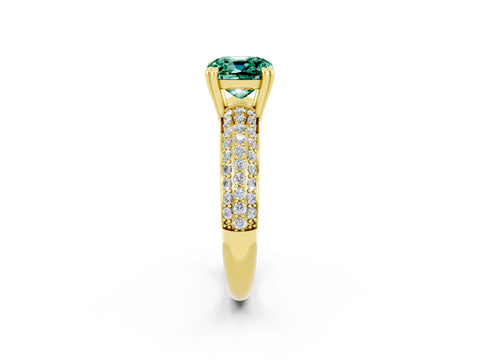 Yellow gold Cushion Cut Cut Diamond Milgrain Marquise Band with Prong Setting_2