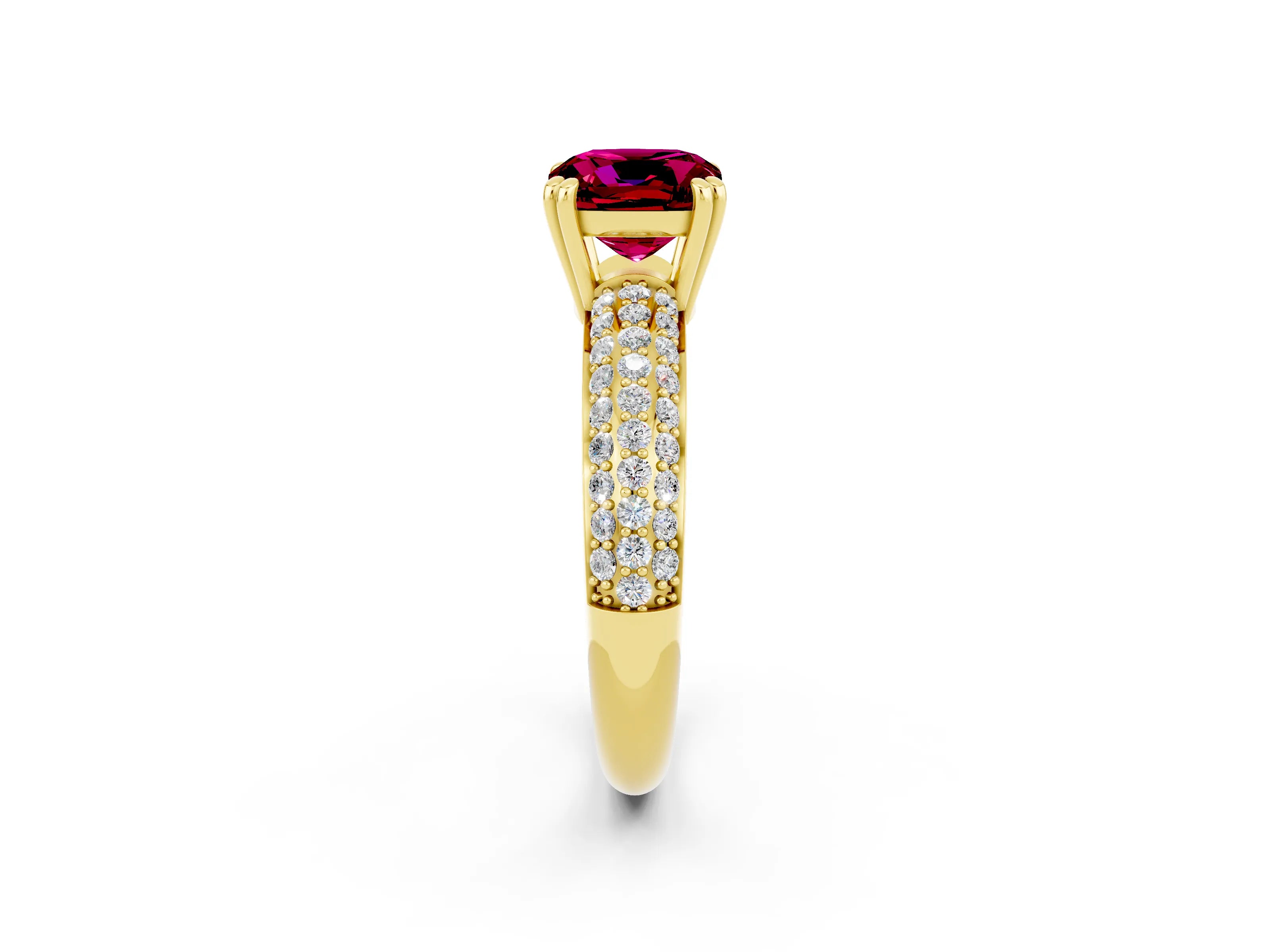 Yellow gold Cushion Cut Cut Diamond Milgrain Marquise Band with Prong Setting_2