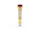 Yellow gold Cushion Cut Cut Diamond Milgrain Marquise Band with Prong Setting_2