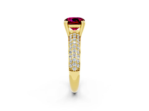 Yellow gold Cushion Cut Cut Diamond Milgrain Marquise Band with Prong Setting_2