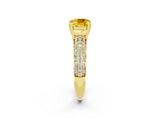 Yellow gold Cushion Cut Cut Diamond Milgrain Marquise Band with Prong Setting_2