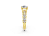 Yellow gold Cushion Cut Cut Diamond Milgrain Marquise Band with Prong Setting_2