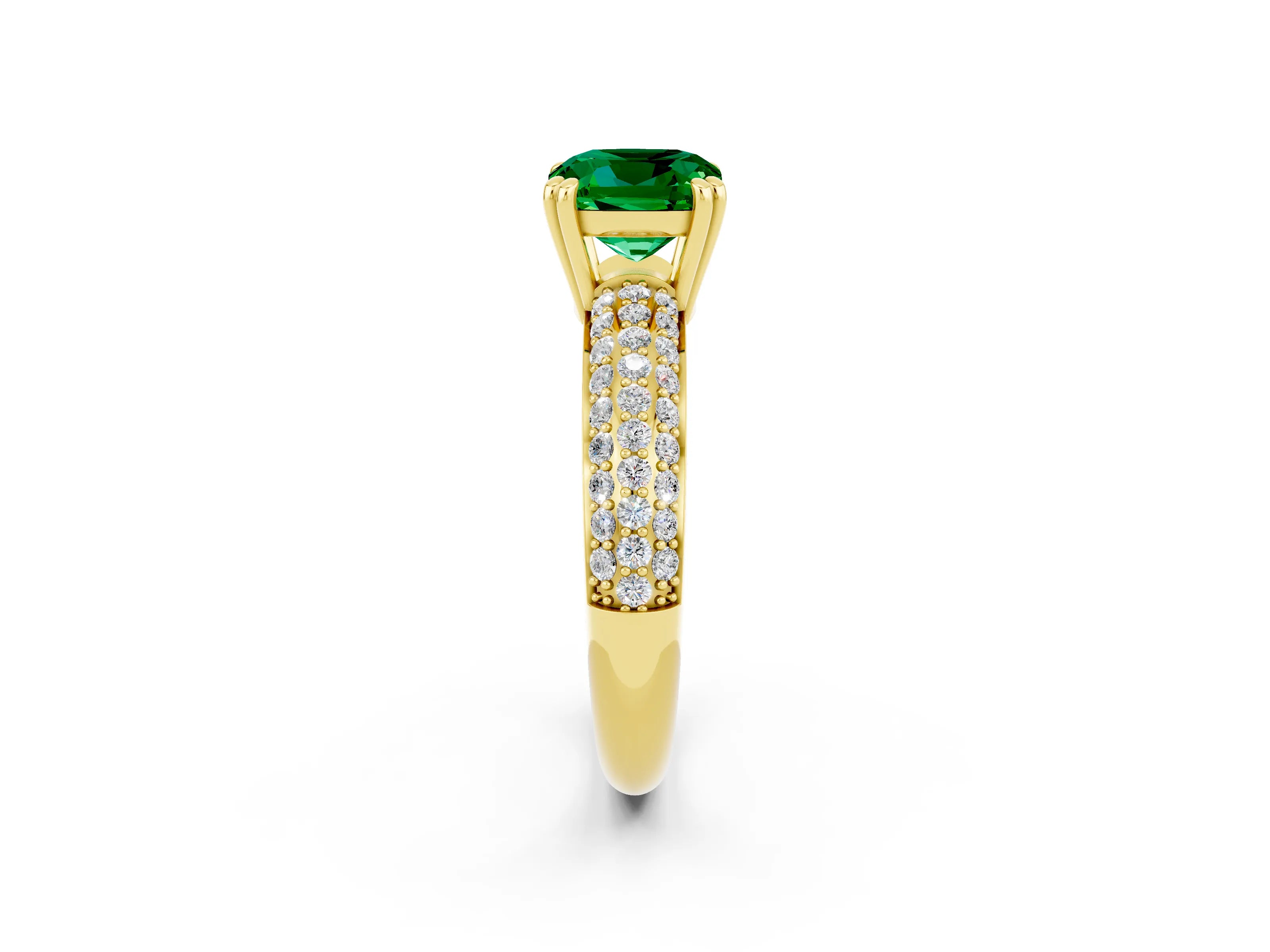 Yellow gold Cushion Cut Cut Diamond Milgrain Marquise Band with Prong Setting_2