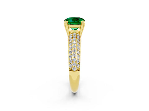 Yellow gold Cushion Cut Cut Diamond Milgrain Marquise Band with Prong Setting_2