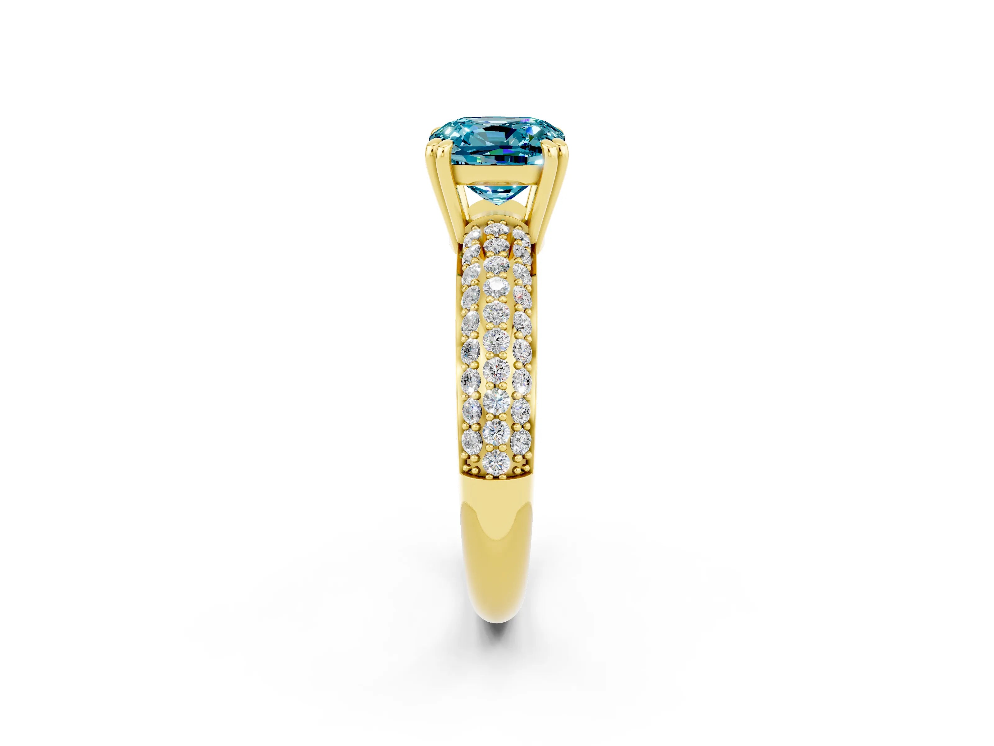 Yellow gold Cushion Cut Cut Diamond Milgrain Marquise Band with Prong Setting_2