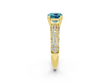 Yellow gold Cushion Cut Cut Diamond Milgrain Marquise Band with Prong Setting_2
