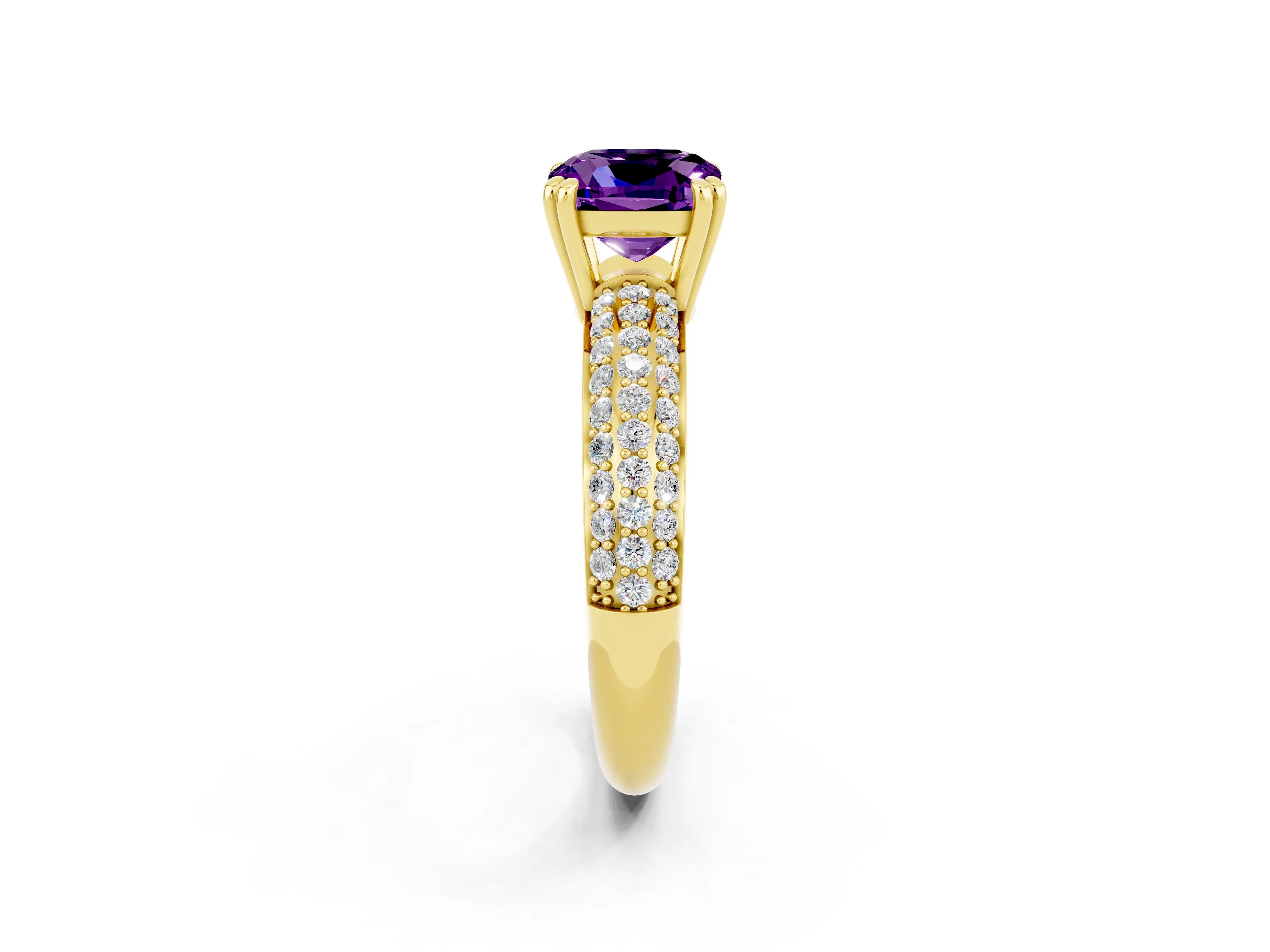 Yellow gold Cushion Cut Cut Diamond Milgrain Marquise Band with Prong Setting_2