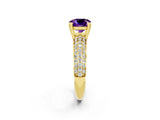 Yellow gold Cushion Cut Cut Diamond Milgrain Marquise Band with Prong Setting_2