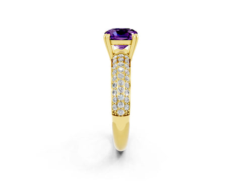 Yellow gold Cushion Cut Cut Diamond Milgrain Marquise Band with Prong Setting_2