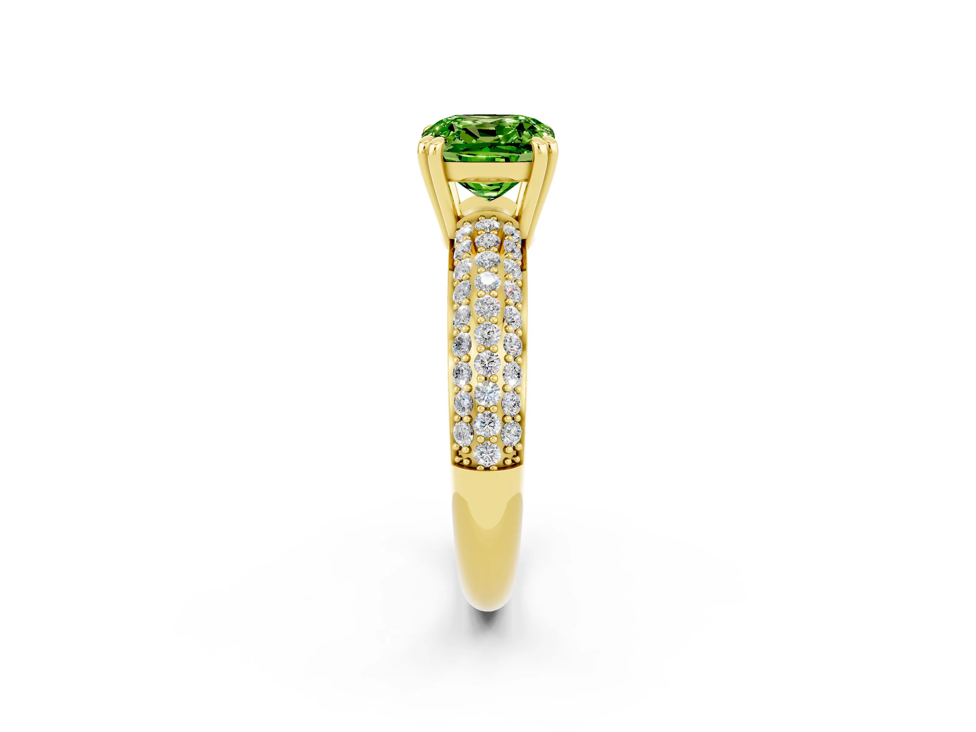 Yellow gold Cushion Cut Cut Diamond Milgrain Marquise Band with Prong Setting_2