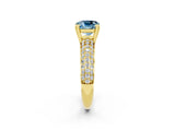 Yellow gold Cushion Cut Cut Diamond Milgrain Marquise Band with Prong Setting_2
