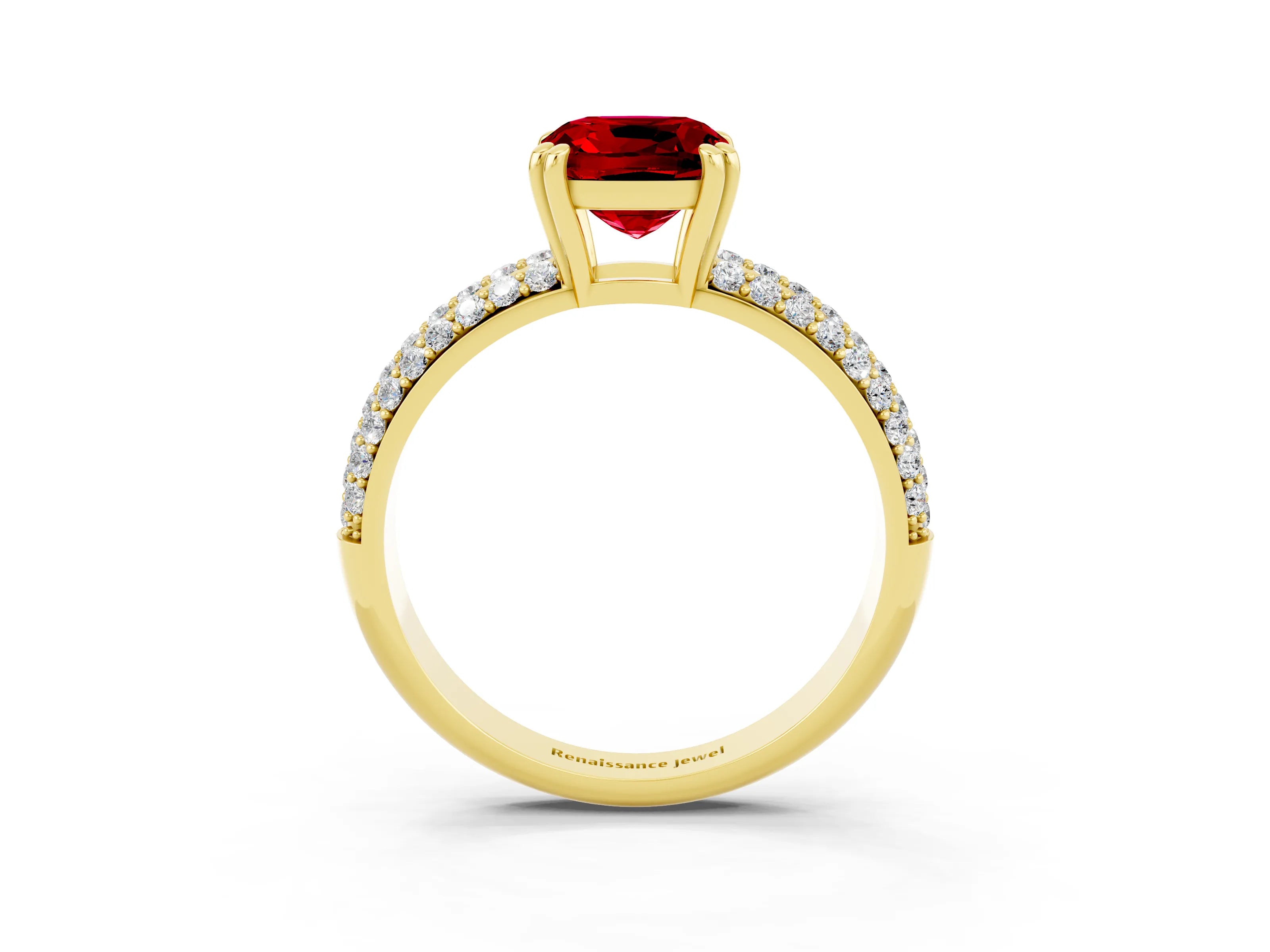 Yellow gold Cushion Cut Cut Diamond Milgrain Marquise Band with Prong Setting_3
