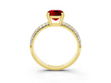 Yellow gold Cushion Cut Cut Diamond Milgrain Marquise Band with Prong Setting_3