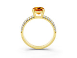 Yellow gold Cushion Cut Cut Diamond Milgrain Marquise Band with Prong Setting_3