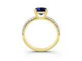 Yellow gold Cushion Cut Cut Diamond Milgrain Marquise Band with Prong Setting_3