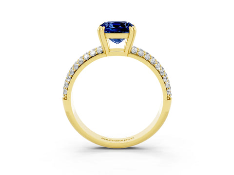 Yellow gold Cushion Cut Cut Diamond Milgrain Marquise Band with Prong Setting_3